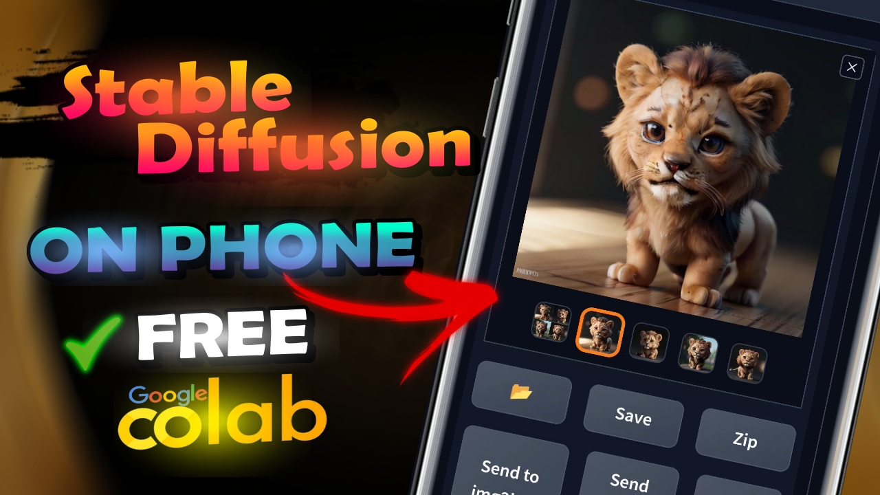 Using Stable Diffusion Lite on a smartphone with Google Colab for free image generation without a GPU